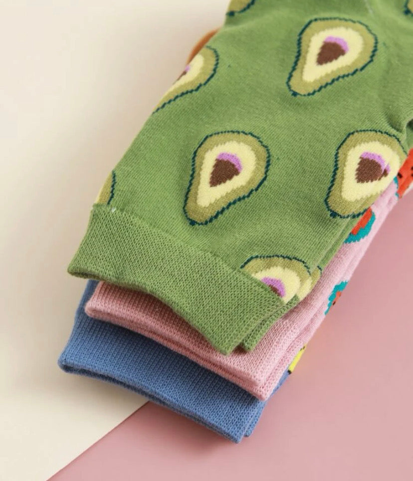 Juego de 3 pares de calcetines con estampado de frutas.