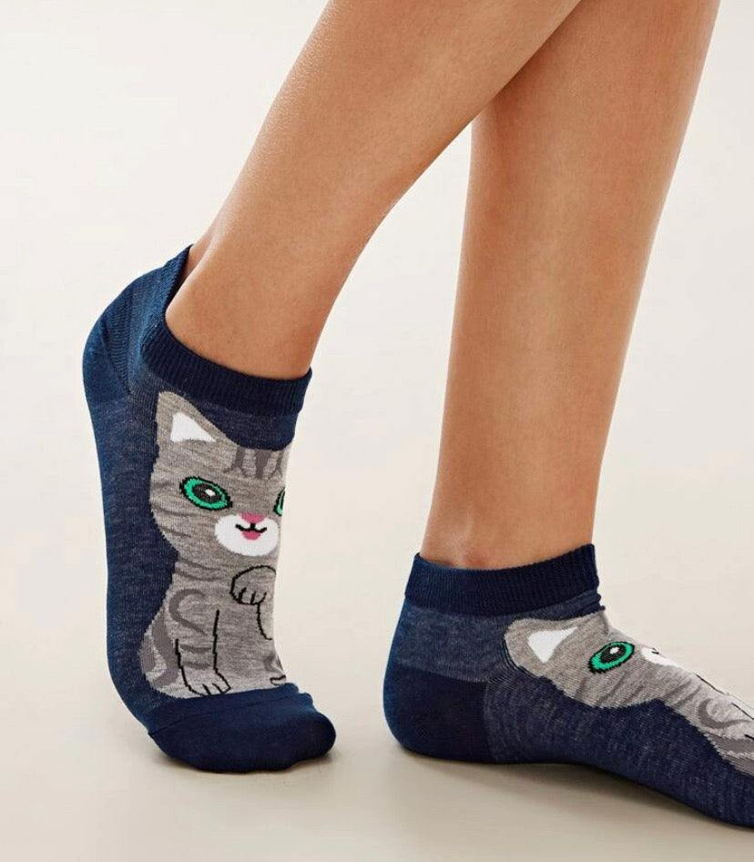Calcetines divertidos para mujer con diseño de gato
