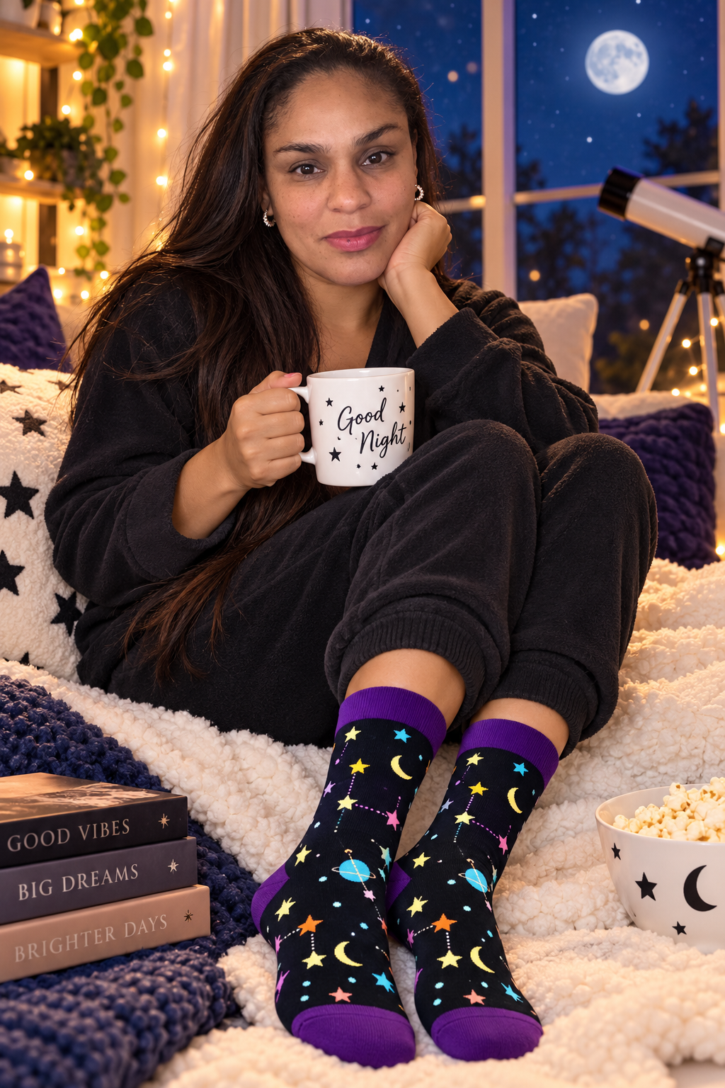 Calcetines con estampado de Luna y estrellas