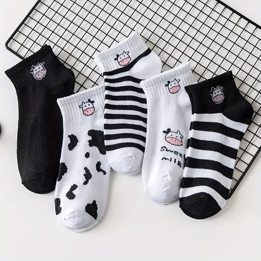 Medias cortas con diseño de vaca
