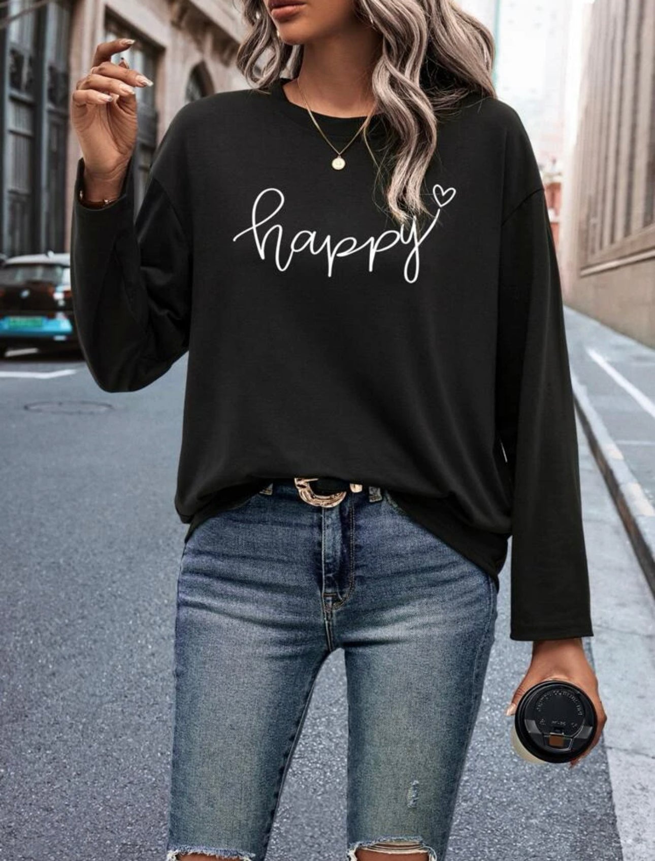 Camiseta Maga Larga HAPPY