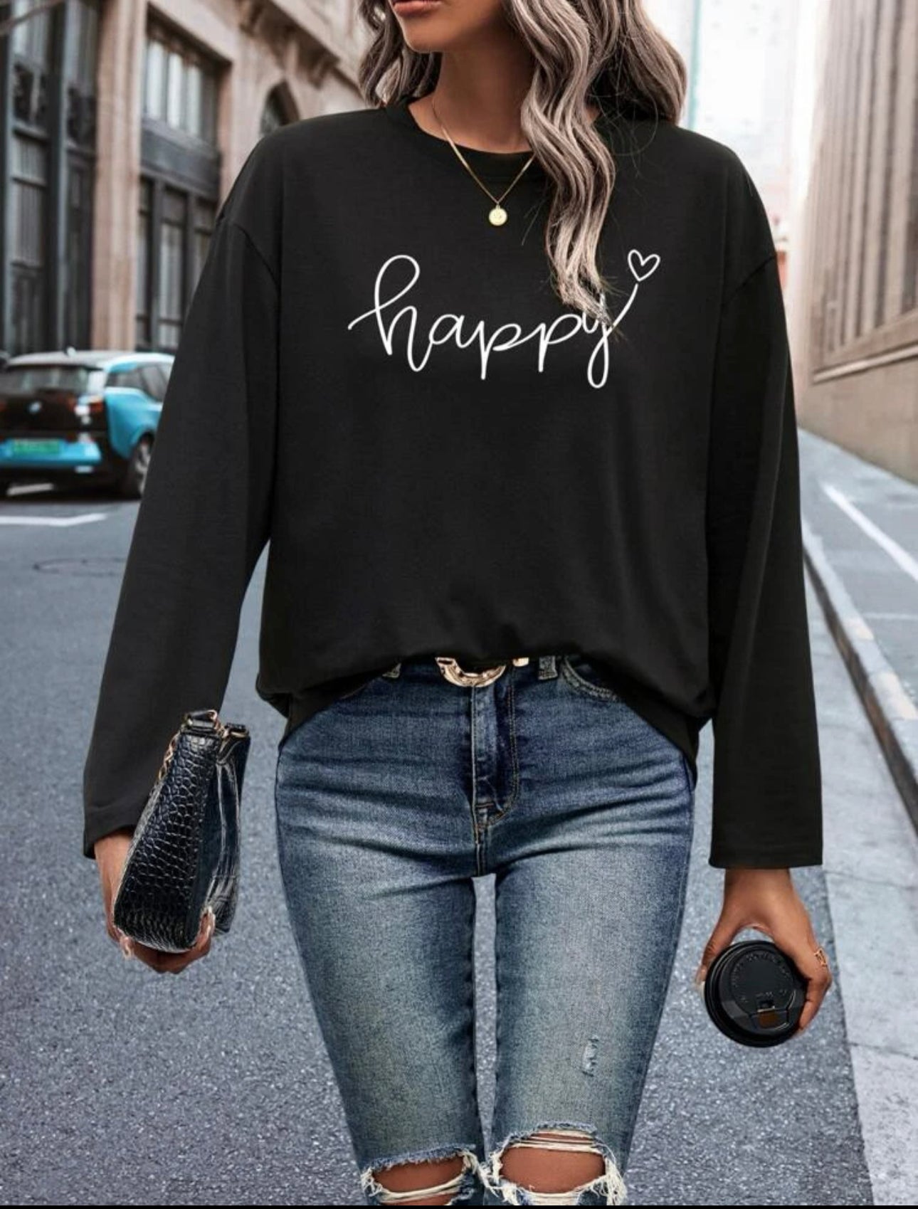 Camiseta Maga Larga HAPPY
