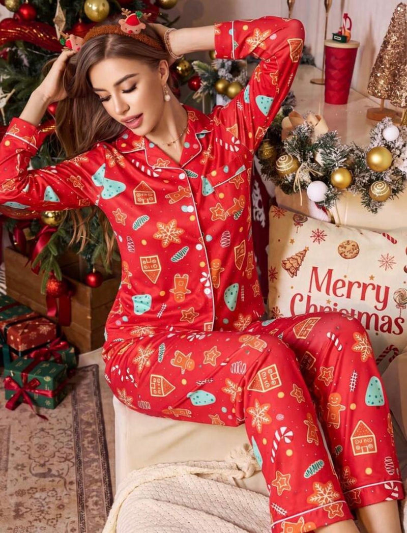 Pijama Navideña Roja – Dulce, Festiva y Súper Cómoda