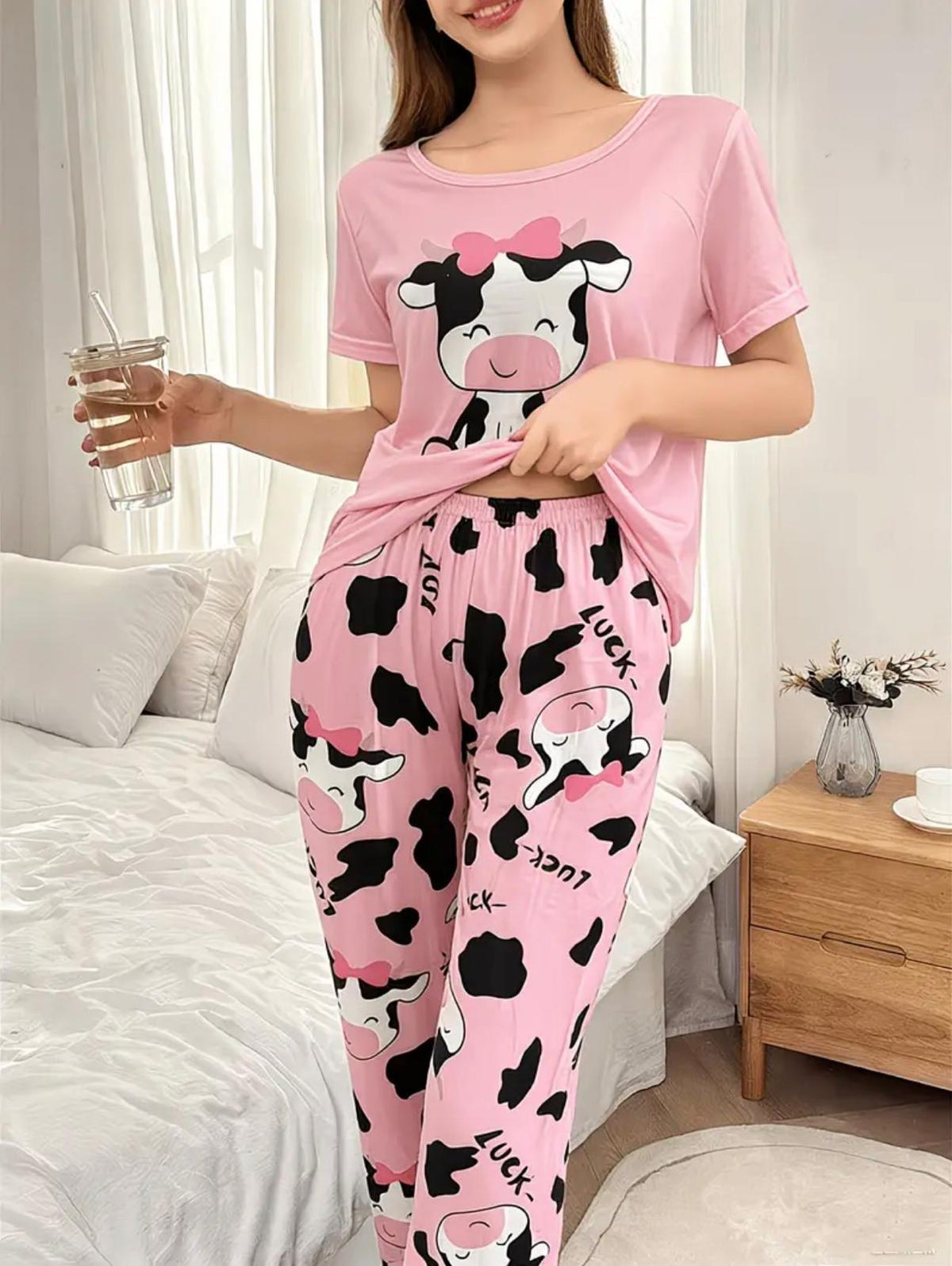 Pijama Pink Cow – Tierna, Divertida y Súper Cómoda