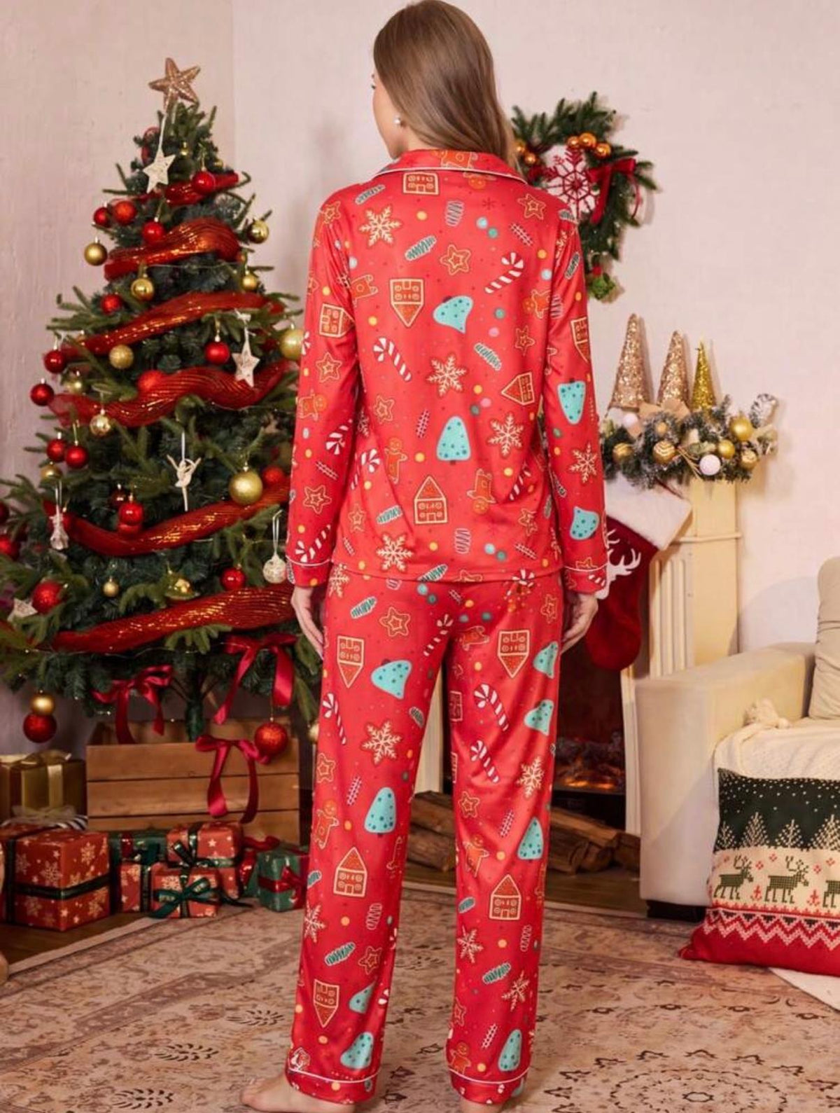 Pijama Navideña Roja – Dulce, Festiva y Súper Cómoda