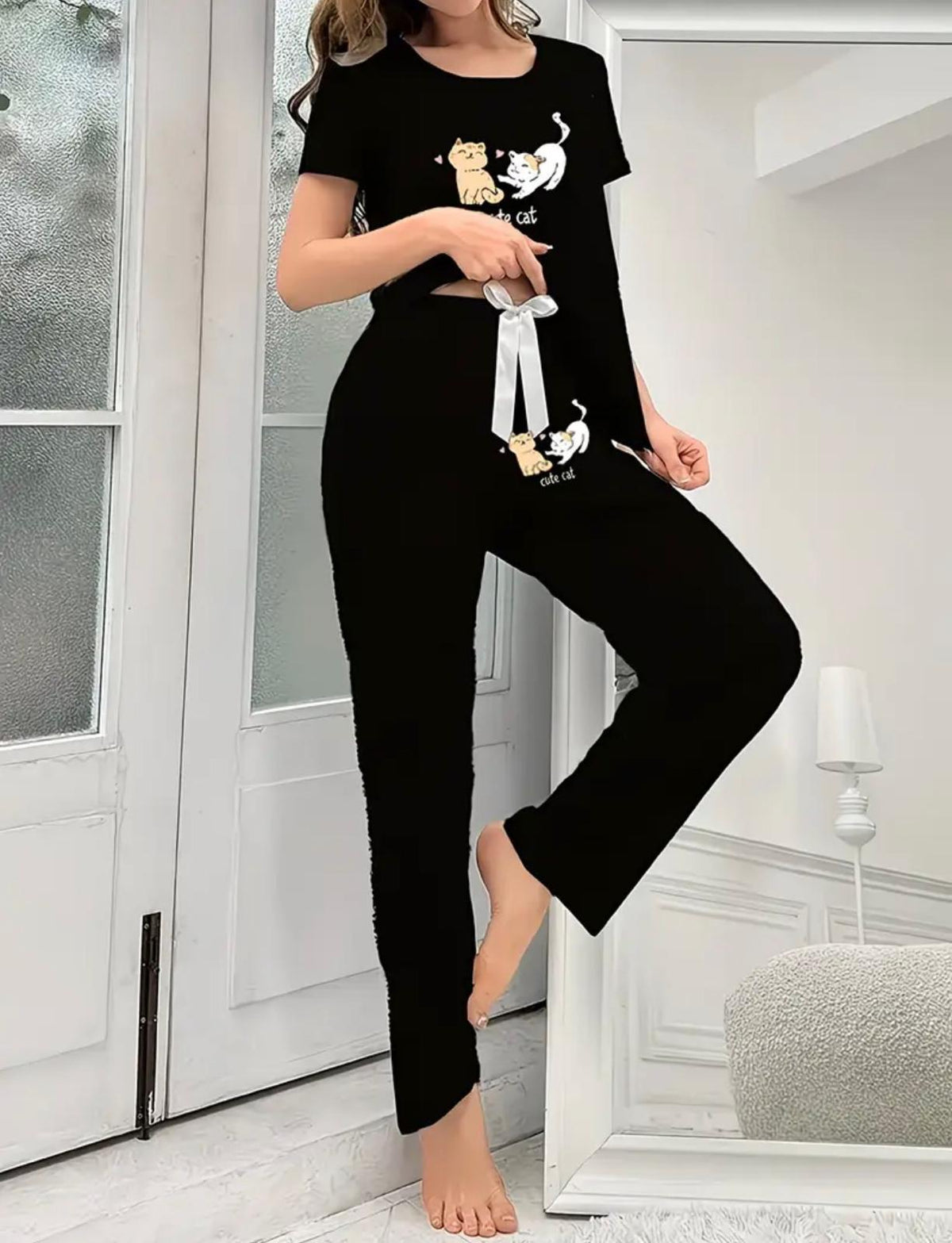 Pijama Cute Cat 3 Piezas – Versátil, Divertida y Súper Cómoda