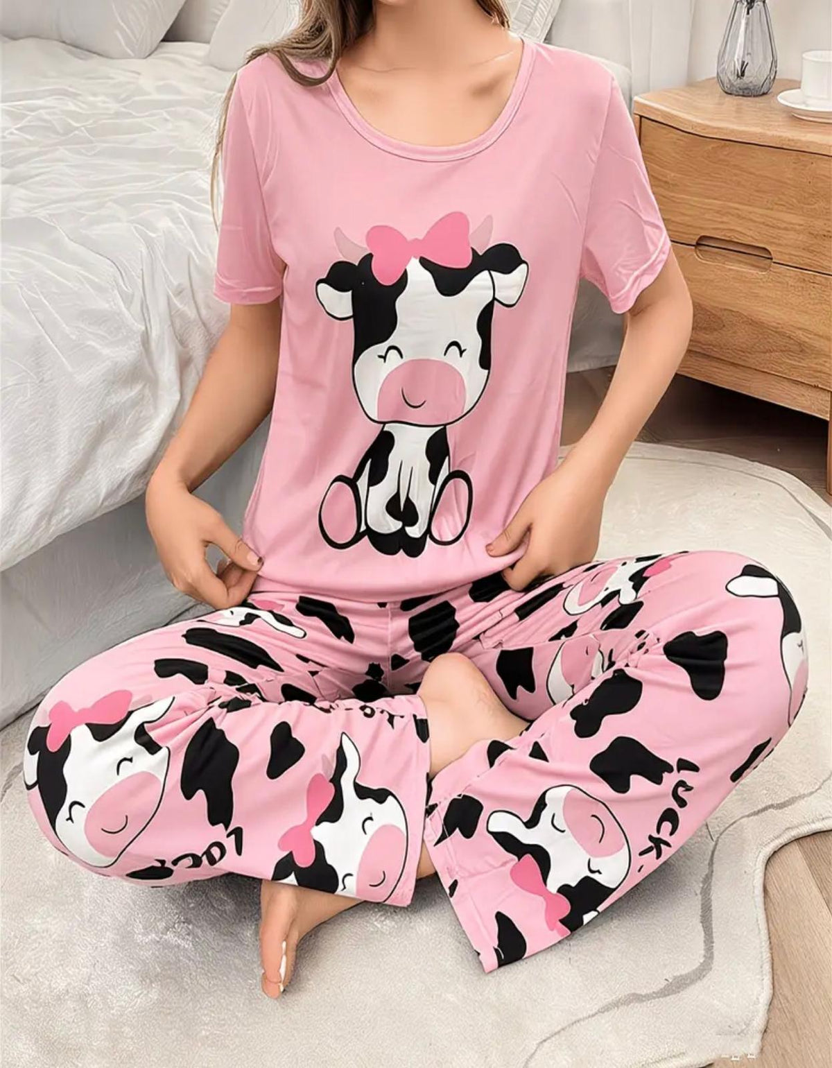 Pijama Pink Cow – Tierna, Divertida y Súper Cómoda