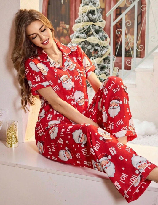 Pijama Navideña Santa “Ho Ho Ho” – Divertida, Festiva y Perfecta para Navidad