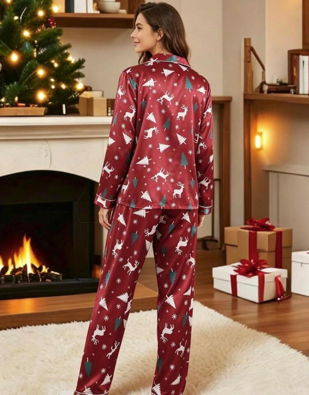 Pijama Navideña Winter Reindeer – Elegante, Acogedora y con Encanto