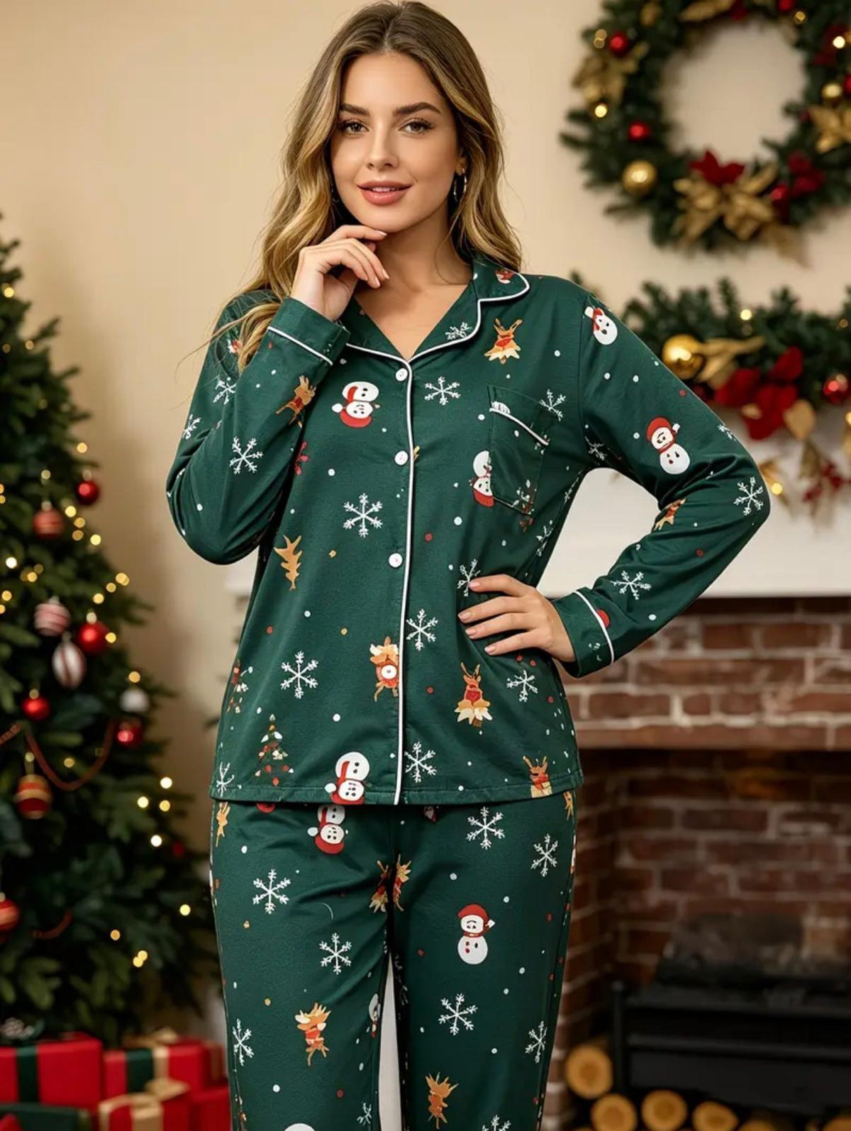 Pijama Navideña Green Christmas – Clásica, Cómoda y Llena de Espíritu Festivo