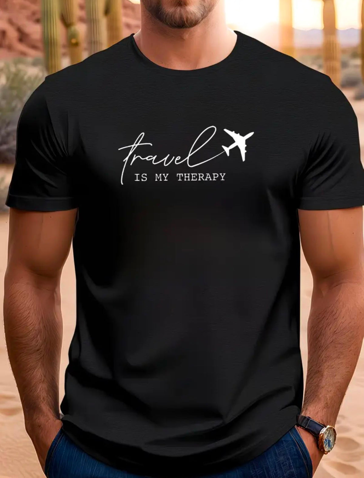 Travel Is My Therapy – Camiseta para amantes de los viajes