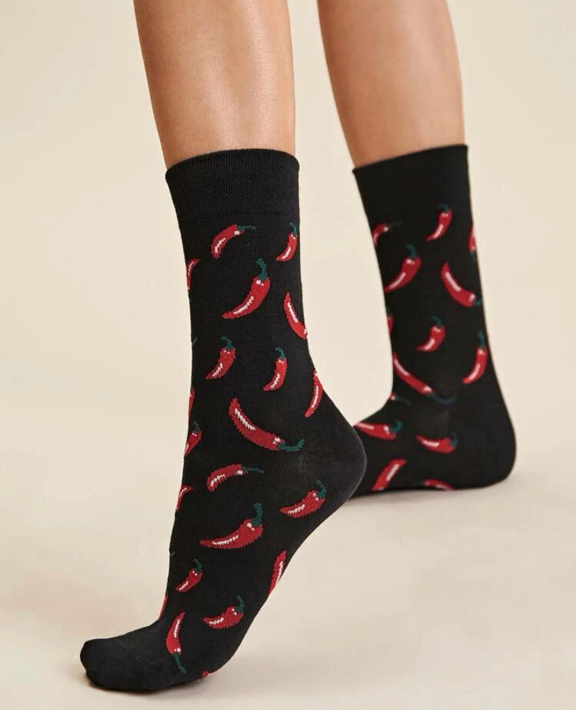 Calcetines con estampado de chili