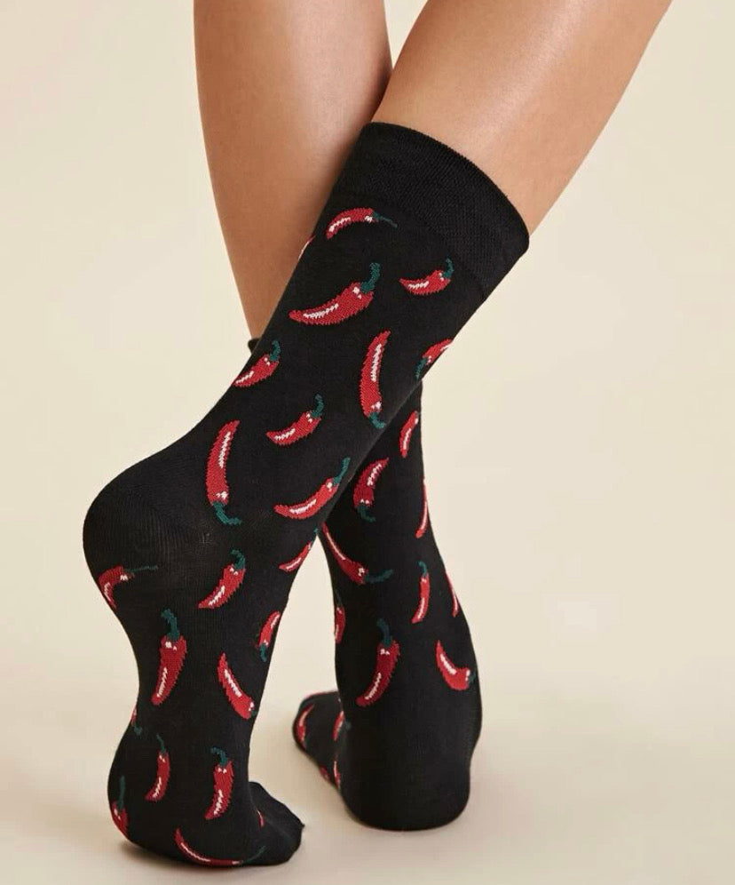 Calcetines con estampado de chili