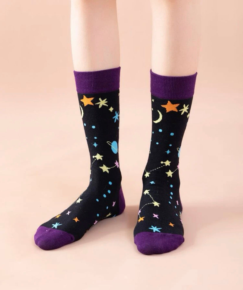 Calcetines con estampado de Luna y estrellas