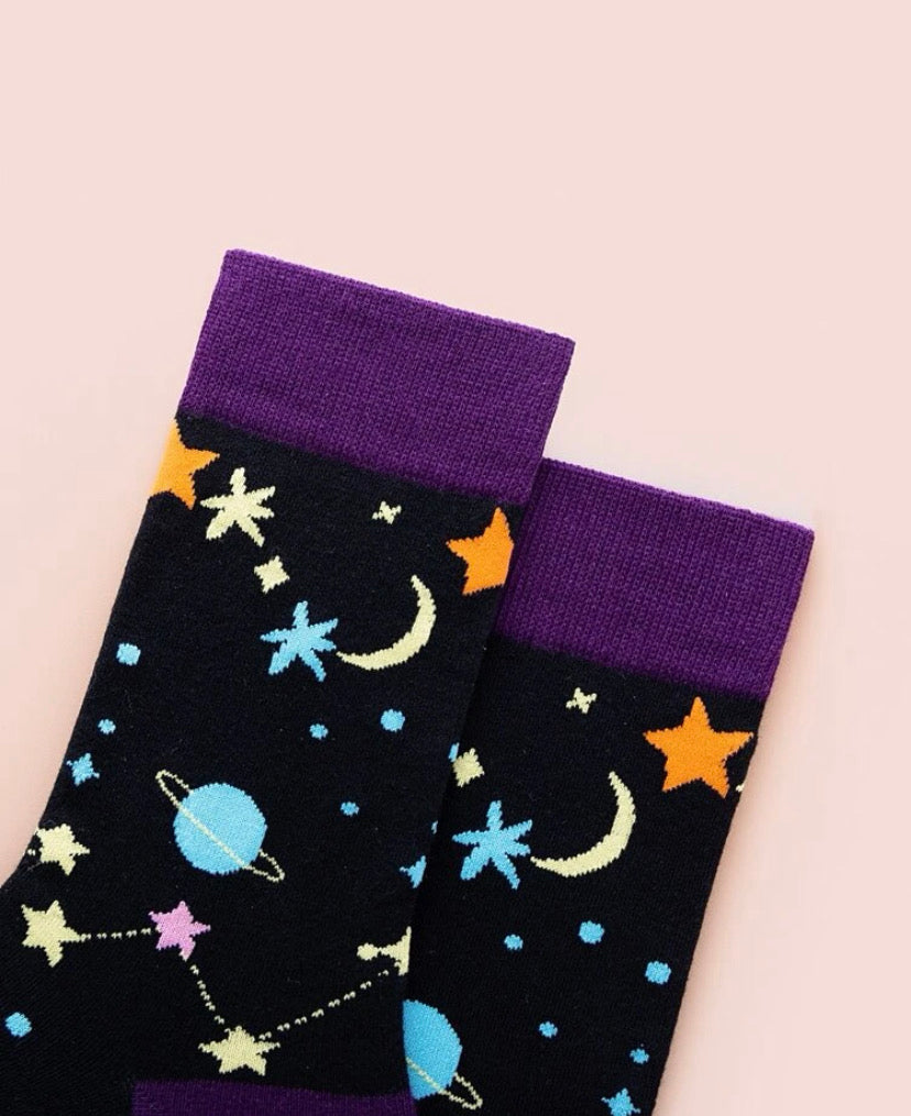 Calcetines con estampado de Luna y estrellas