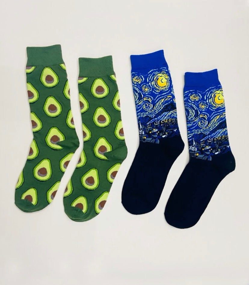 Calcetines divertidos con estampado de aguacate